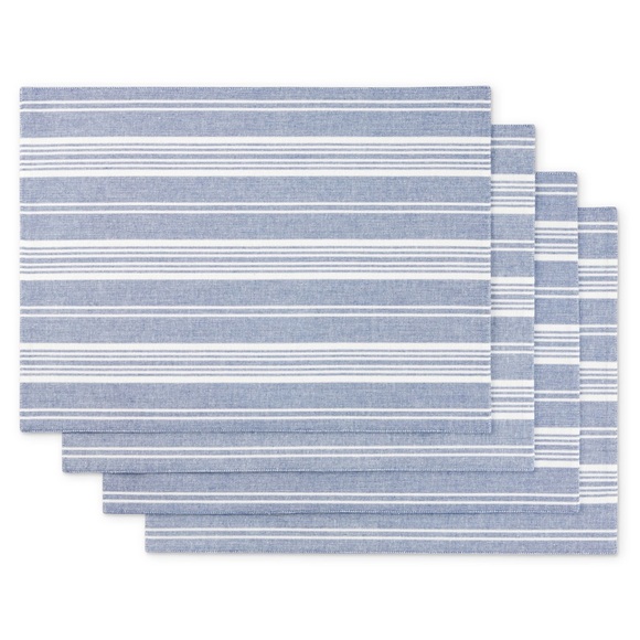 Set of 4 Cloth Napkins, Chambray Stripe, Linen Look. NWT - Picture 3 of 5